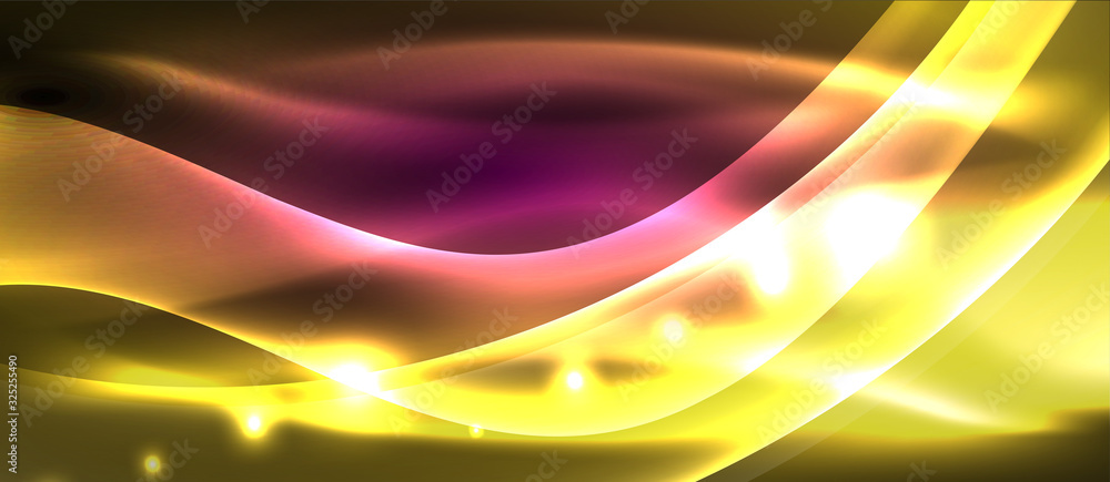 Abstract background. Shiny design neon waves with light effects, techno trendy design. Vector Illustration For Wallpaper, Banner, Background, Card, Book Illustration, landing page Abstract background. Shiny design neon waves with light effects, techno trendy design. Vector Illustration For Wallpaper, Banner, Background, Card, Book Illustration, landing page