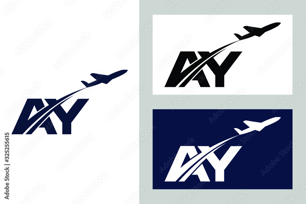 Initial Letter A and Y with Aviation Logo Design, Air, Airline, Airplane and Travel Logo template.