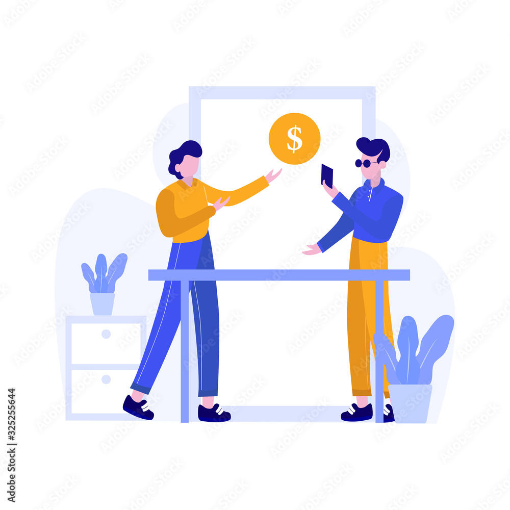 customers use and enjoy internet and mobile banking services vector illustration customers use and enjoy internet and mobile banking services vector illustration