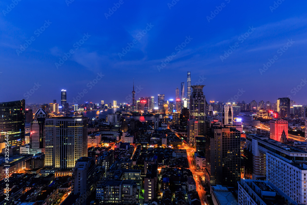 Shanghai Lujiazui Cityscape during the sunset and night