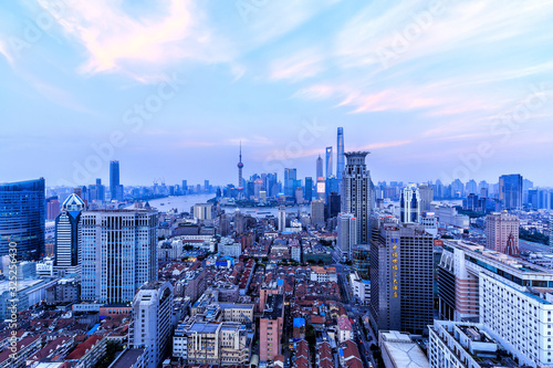 Shanghai Lujiazui Cityscape during the sunset and night
