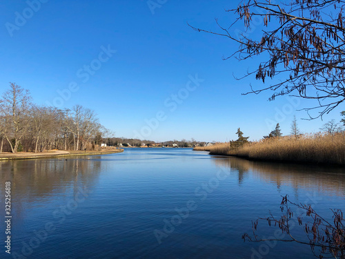 A view of the canal leading to the Connequot River at the Bayard Cutting Arboretum in Great River, Long Island, New York photo
