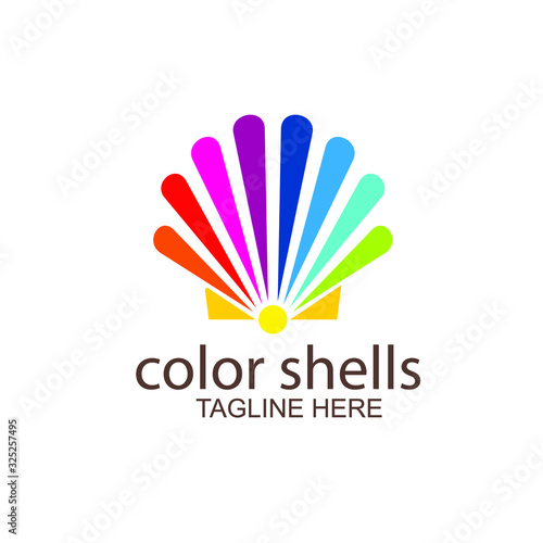 Shell Logo circle abstract colorful design vector template. Travel Seafood restaurant Jewelry Luxury Fashion Logotype concept icon.
