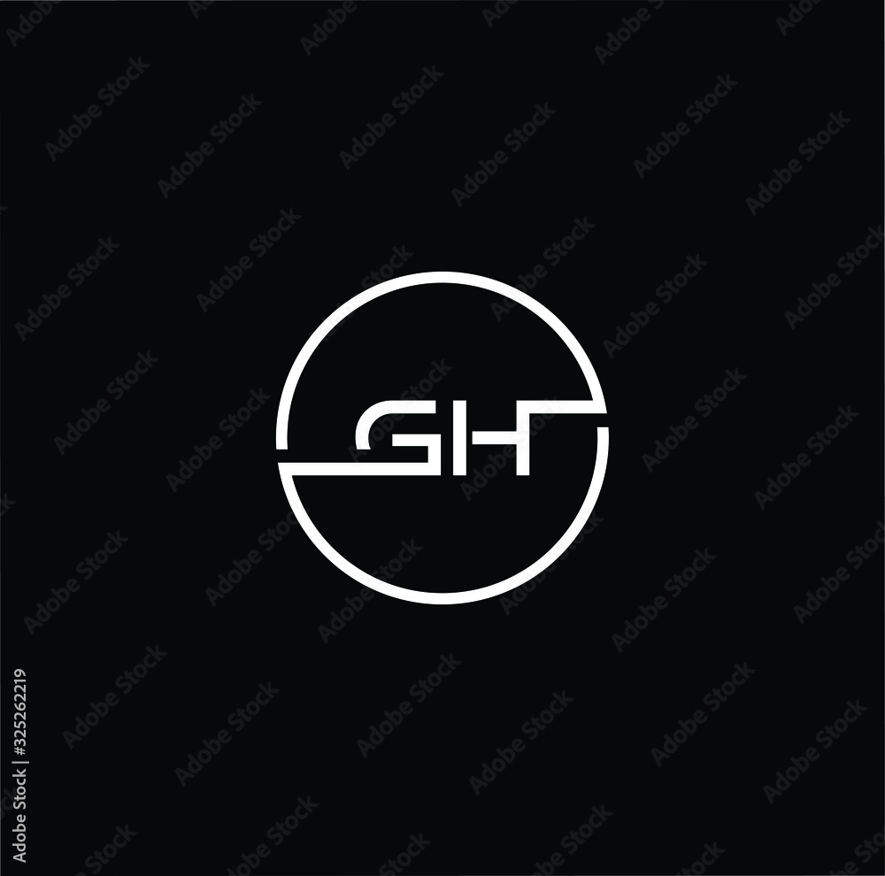 Minimal elegant monogram art logo. Outstanding professional trendy awesome artistic GH HG initial based Alphabet icon logo. White color on black background Minimal elegant monogram art logo. Outstanding professional trendy awesome artistic GH HG initial based Alphabet icon logo. White color on black background