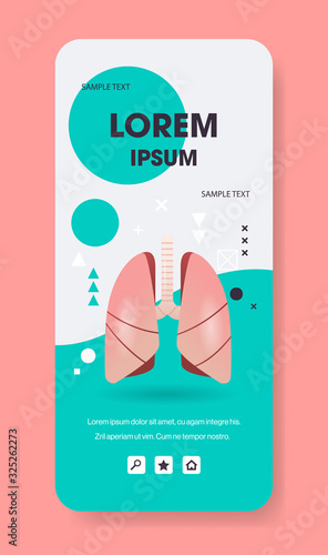 lungs structure human internal organ anatomy biology healthcare medical concept respiratory breathing system smartphone screen mobile app vertical copy space flat vector illustration