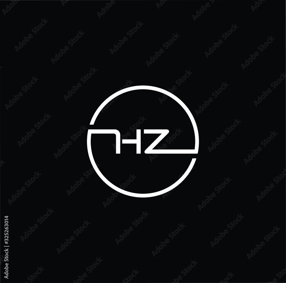 Minimal elegant monogram art logo. Outstanding professional trendy awesome artistic HZ ZH initial based Alphabet icon logo. White color on black background Minimal elegant monogram art logo. Outstanding professional trendy awesome artistic HZ ZH initial based Alphabet icon logo. White color on black background