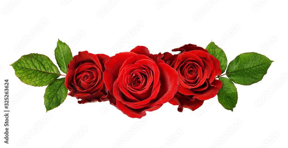 Red rose flowers in a floral arrangement - obrazy, fototapety, plakaty 