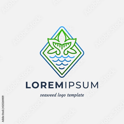 Seaweed Cannabis with Fish tail logo template