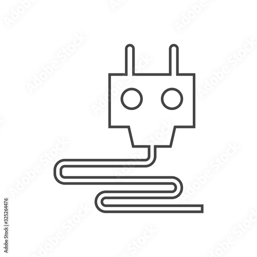 Electric plug line icon. Power plug flat vector