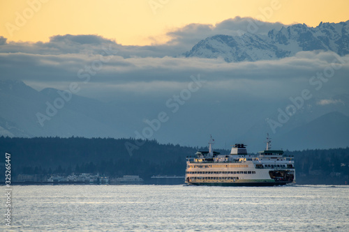Washington State Ferry Traveling Across Puget Sound In Seattle High Quality Photography  © Chris Fabregas