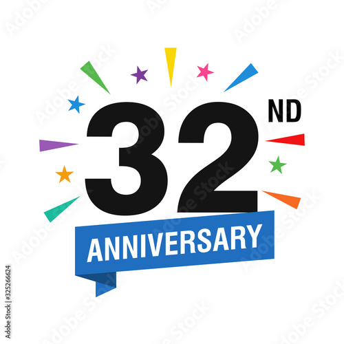 32nd Years Anniversary Logo Design Vector