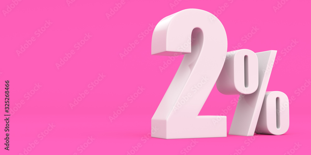 White two percent on a pink background. 3d render illustration. For advertising. White two percent on a pink background. 3d render illustration. For advertising.