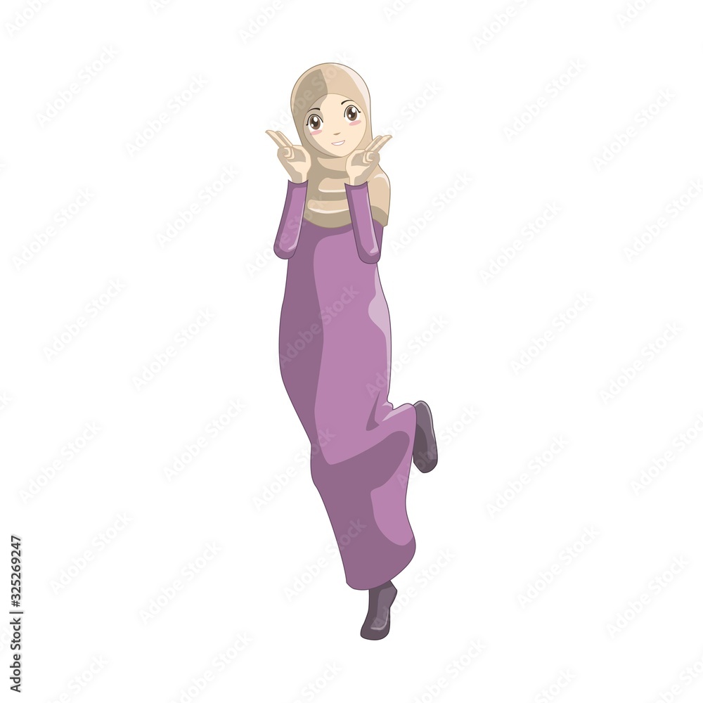 Obraz premium Muslim cartoon with Japanese Manga style