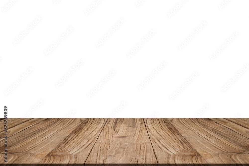 empty wooden table top on isolated white background empty wooden table top on isolated white background