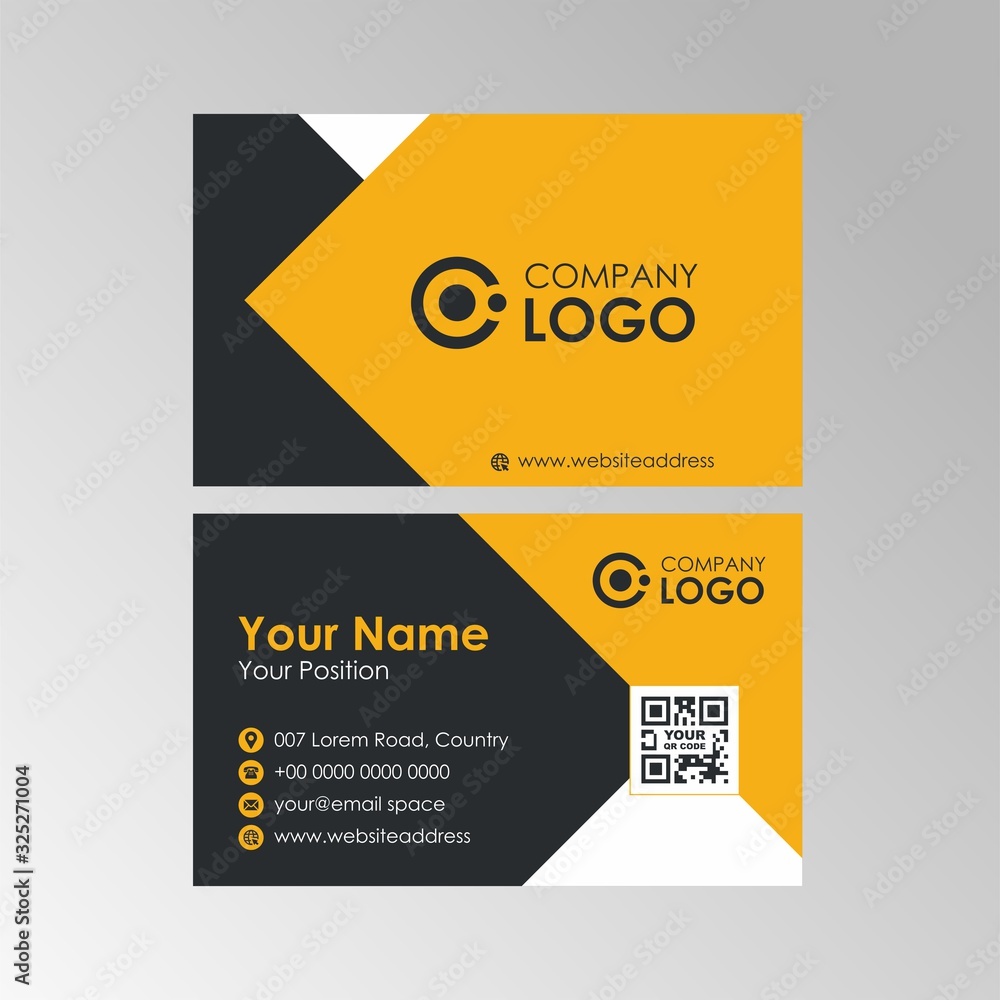 Abstract Geometric Yellow business card design, professional name card template vector Abstract Geometric Yellow business card design, professional name card template vector