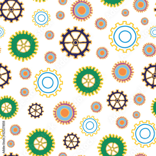 Spare Parts cogs and gears seamless repeat vector pattern surface design