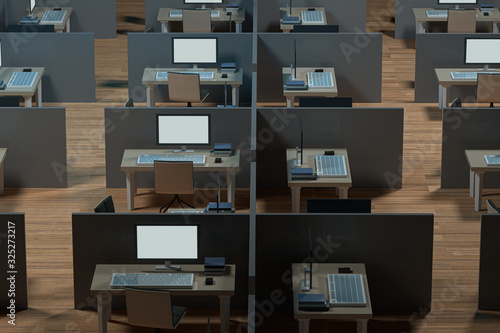 Office model with wooden floor,abstract conception,3d rendering.