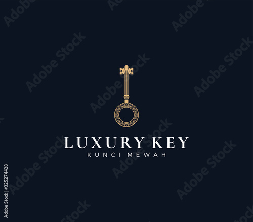 luxury key logo dark background , symbol icon vector 
