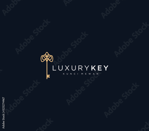 luxury key logo dark background , symbol icon vector 
