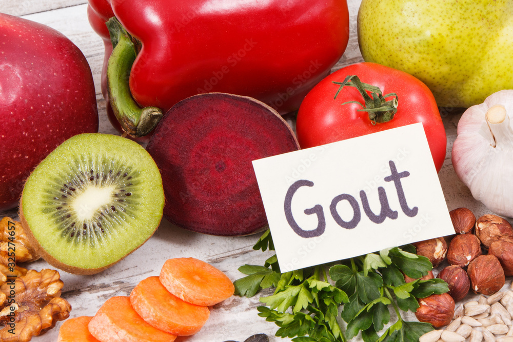 Food for kidneys health and gout inflammation. Healthy eating as source vitamins Stock Photo