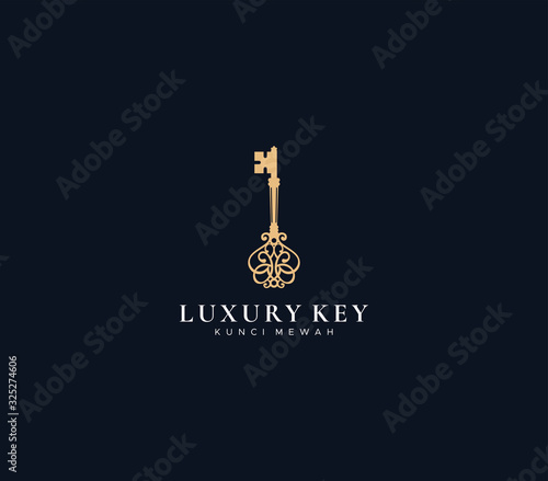 luxury key logo dark background , symbol icon vector 