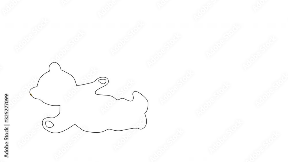 Self drawing animation of sleeping Teddy bear toy. White background. Copy space Self drawing animation of sleeping Teddy bear toy. White background. Copy space