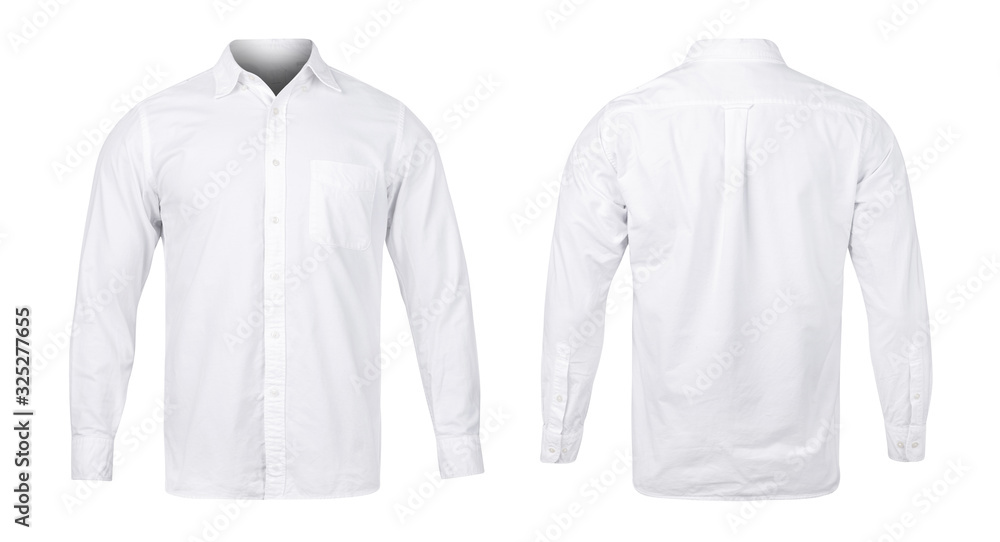 Business or white blue shirt, front and back view mock-up isolated on ...
