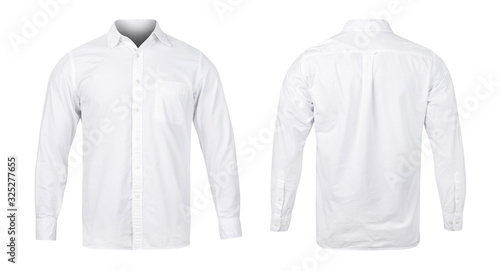 Business or white blue shirt, front and back view mock-up isolated on white background with clipping path.