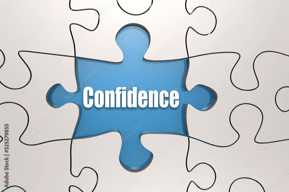 Confidence word on jigsaw puzzle