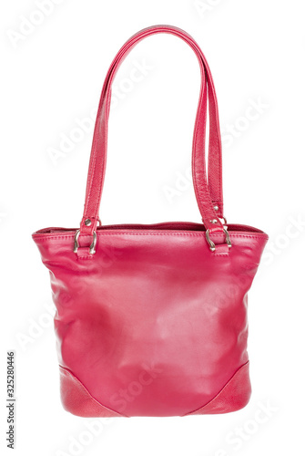handmade red leather female handbag isolated