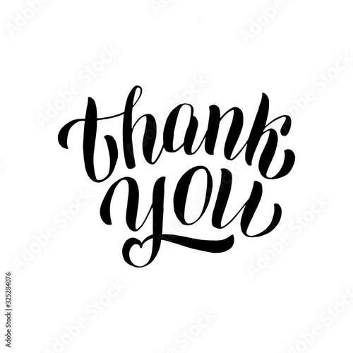 Handwritten thank you lettering text. Illustration for greeting card, invitation, social media banner. Isolated vector eps 10.