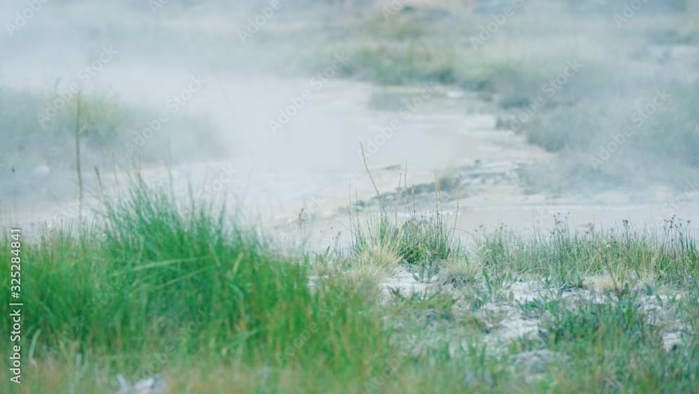 Mist slowly rises from a stream on a cool morning in slow motion. Mist slowly rises from a stream on a cool morning in slow motion.