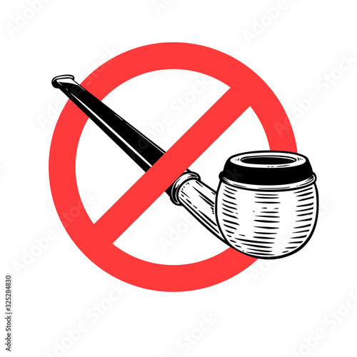 Dont smoke. Stop sign with smoking pipe. Design element for poster, card, banner, sign. Vector illustration