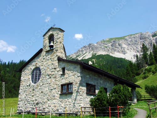 Peace Chapel in Malbun or Friedenskapelle Malbun on the slopes of the Liechtenstein Alps mountain range - Liechtenstein photo