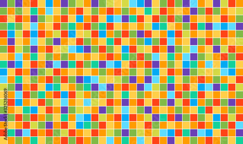 Multicolor abstract disco background. Vector square pixel mosaic. High quality vector template.
