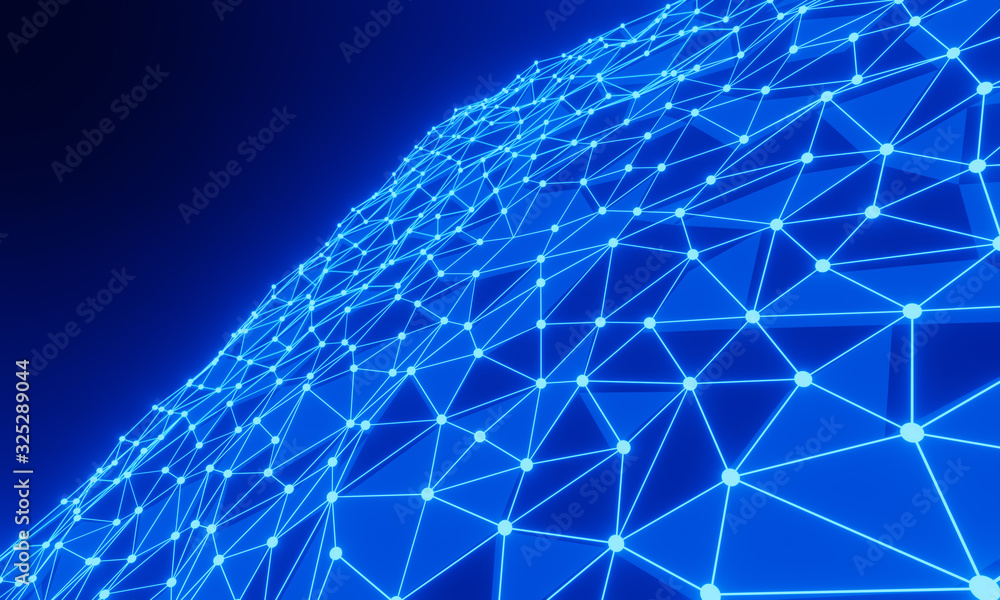 Obraz premium Glowing geometric line background in 3D rendering technology