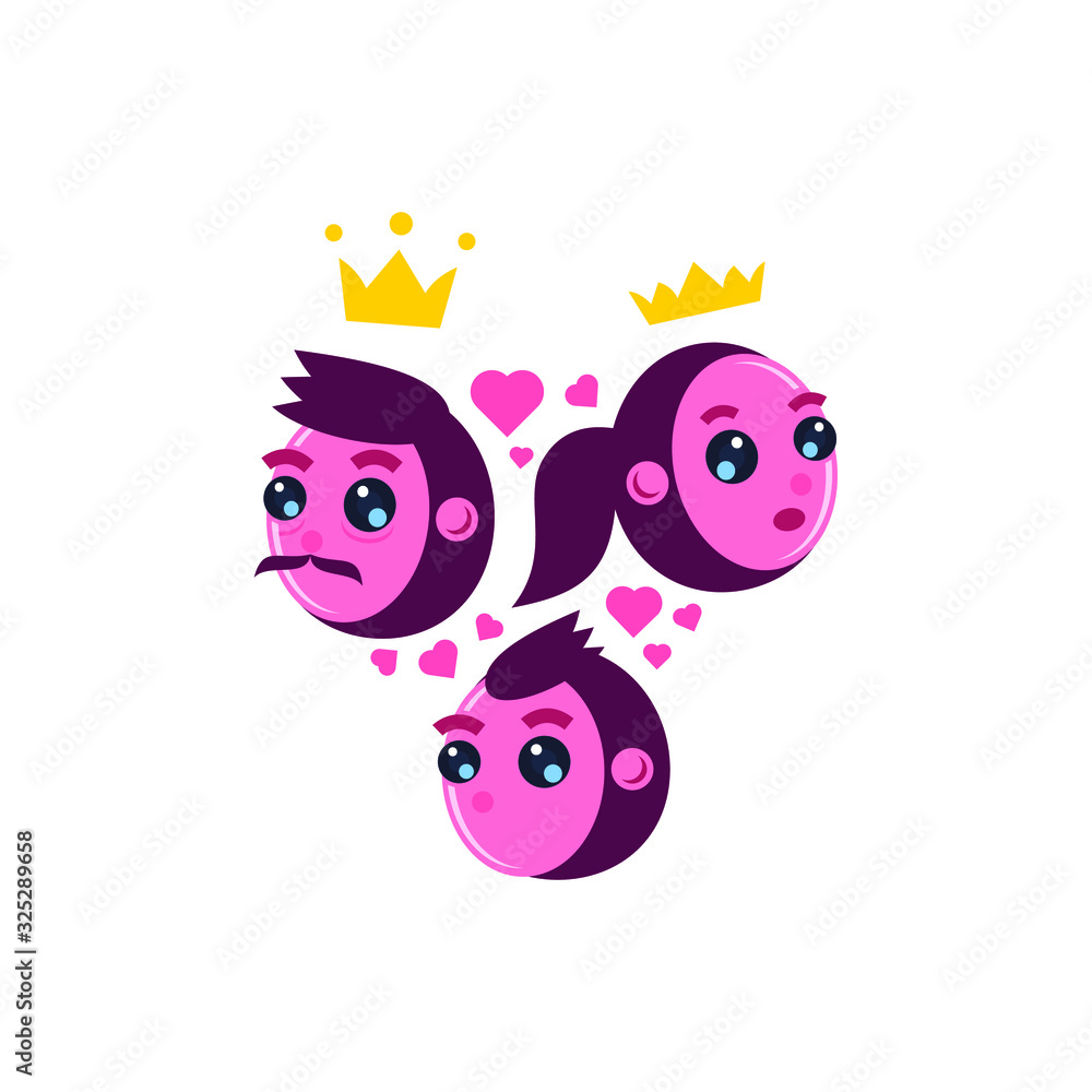 Fototapeta premium monkey family vector icon with crown kingdom sticker head animal