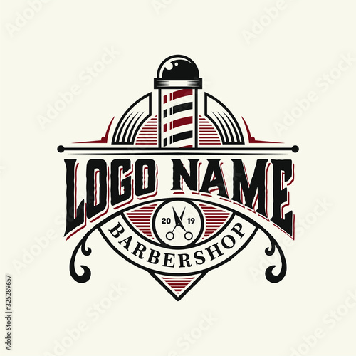 barber hipster logo in victorian style , Vintage retro classic barbershop logo VECTOR