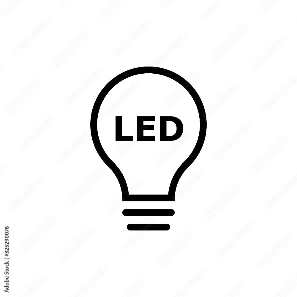 LED light bulb icon isolated on white background LED light bulb icon isolated on white background
