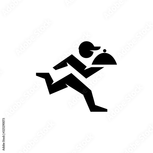 Fast food delivery man with hat cap icon logo template vector illustration