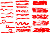 Variation of handwritten horizontal Red lines set