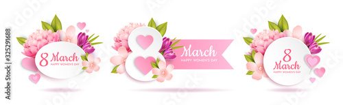 Set of greeting banners for March 8th(International Women's Day).  