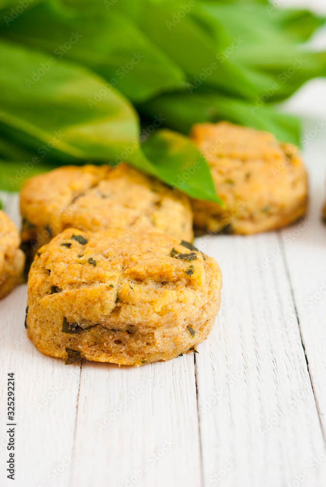 Scones with ramson leaves Scones with ramson leaves