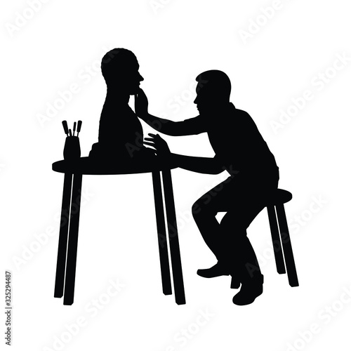 Sculptor while working silhouette vector