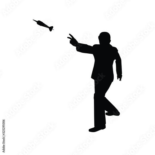 Business man throw a dart to target silhouette vector