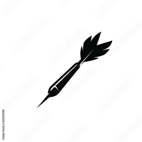 Dart arrow game with feather flat icon logo Vector illustration isolated on white background