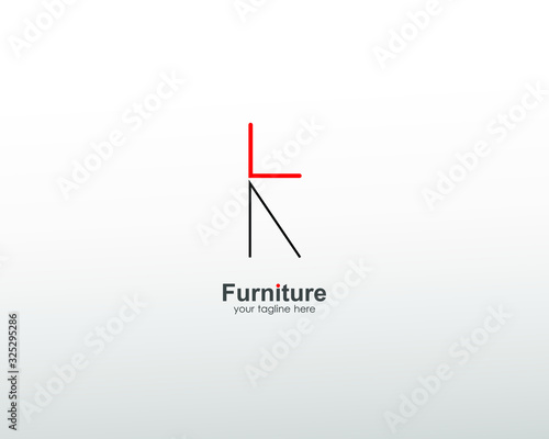 furniture logo letter k. with art lines. modern template. isolated white. for companies and graphic design. seat logo icon.