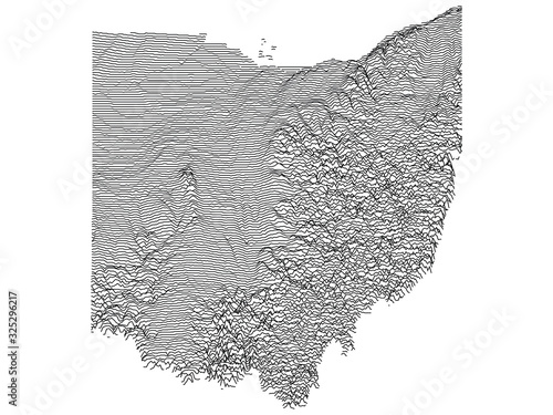 Topographic Relief Peaks and Valleys Map of US Federal State of  Ohio