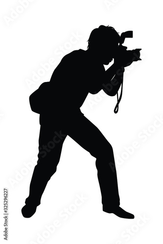 Photographer is taking photo silhouette vector