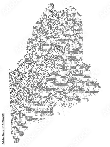 Topographic Relief Peaks and Valleys Map of US Federal State of  Maine